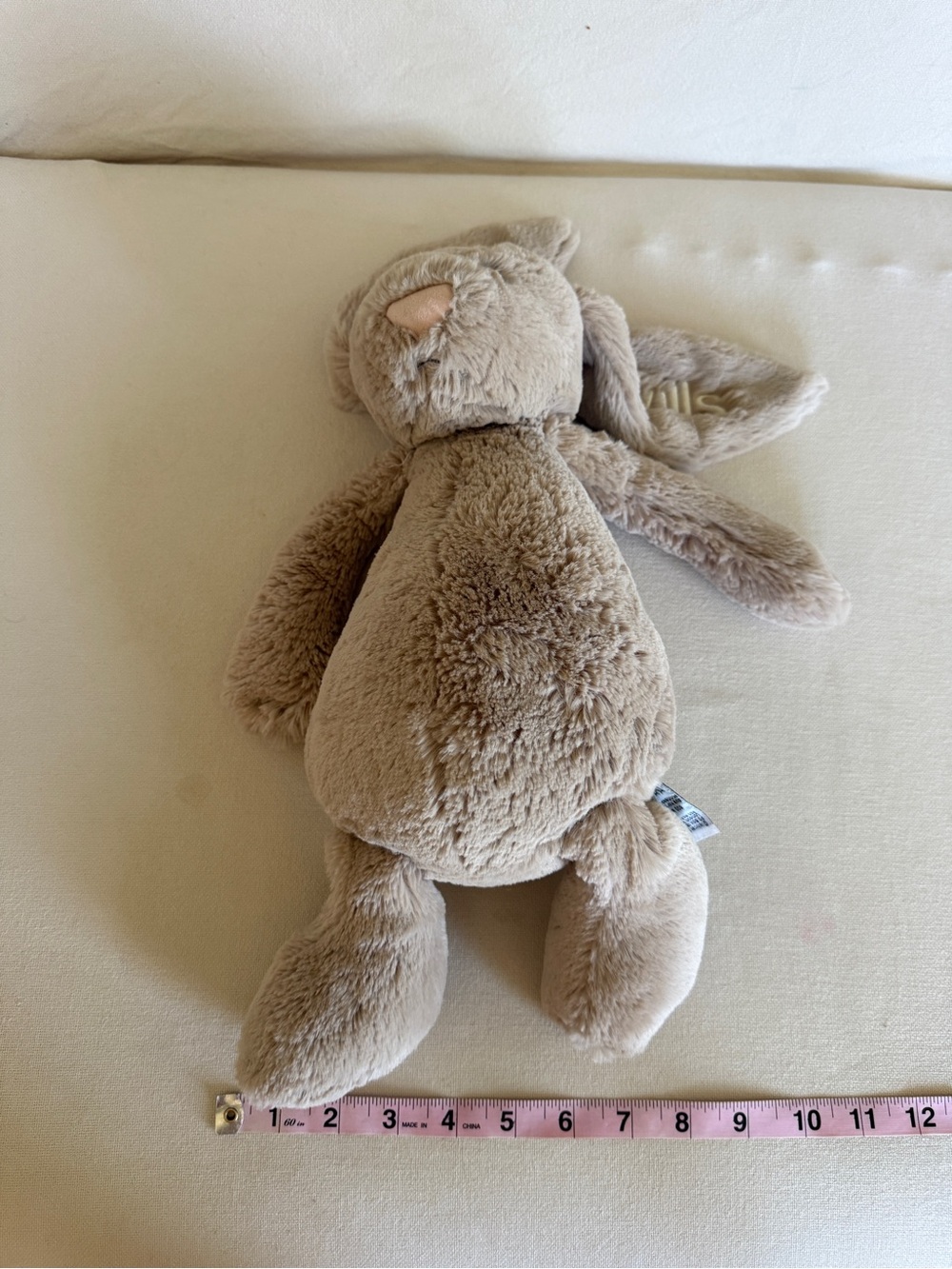 Jellycat Bashful Beige Bunny Plush large embroidered ear - Picture 11 of 12